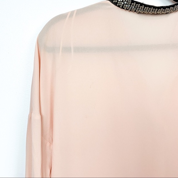 Zara Pink Sheer Long Sleeve with Beaded Collar - Picture 9 of 11